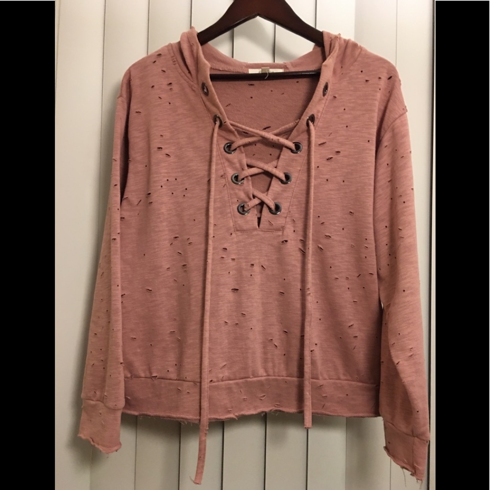 New hole Distressed sweater pant set size small